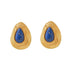 Pair of Lyra Goldstone Stud Earrings in 18k gold with a blue teardrop stone