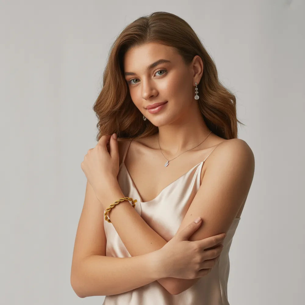 A close-up of a model&