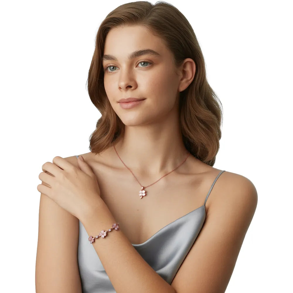 Model wearing the Rose Gold Pink Cat&