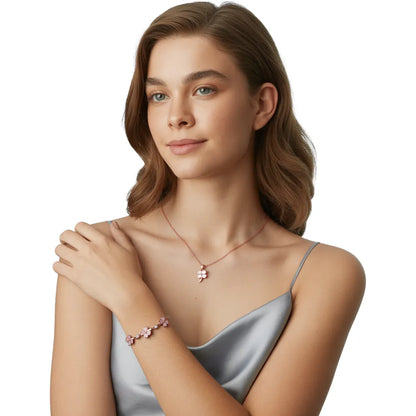 Model wearing the Rose Gold Pink Cat&