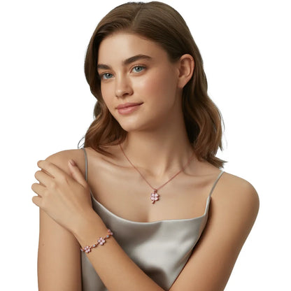 Model elegantly posing with the S925 Rose Gold Cat&