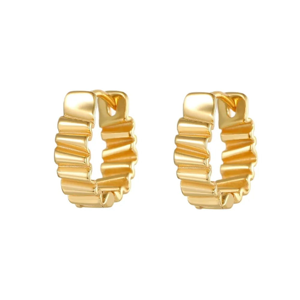 Sculptural Rippled Chunky Hoops in 18k gold plate over S925 silver.