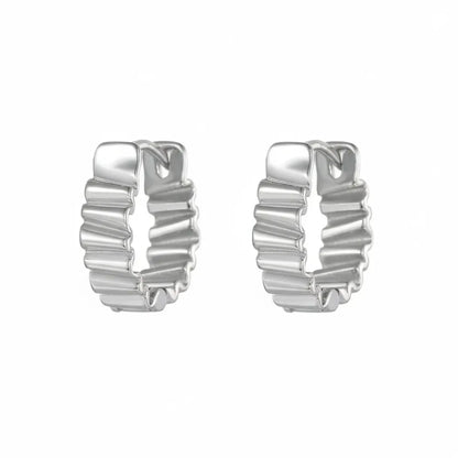 Sculptural Rippled Chunky Hoops in rhodium plated S925 sterling silver