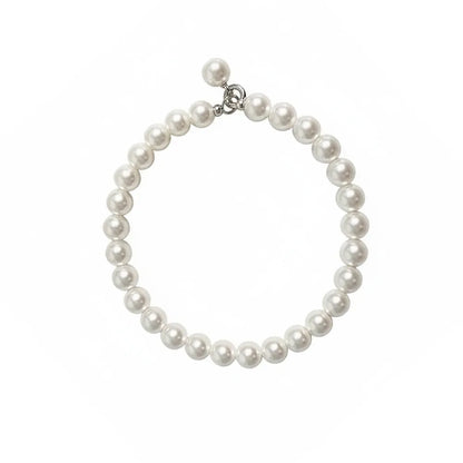 Studio shot of the classic S925 pure silver pearl strand bracelet on a white background.