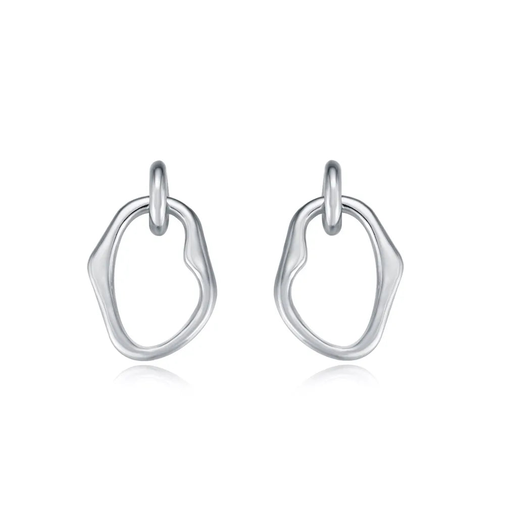 Solid S925 sterling silver stud earrings with a simple vintage geometric design.
