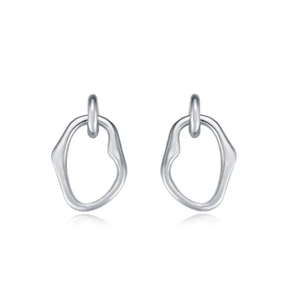 Solid S925 sterling silver stud earrings with a simple vintage geometric design.