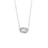 S925 sterling silver necklace with a sleek oval-shaped pendant inset with a row of miniature shell pearls.