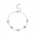 S925 sterling silver chain bracelet featuring rotating roman numeral and pave crystal charms on a white background.