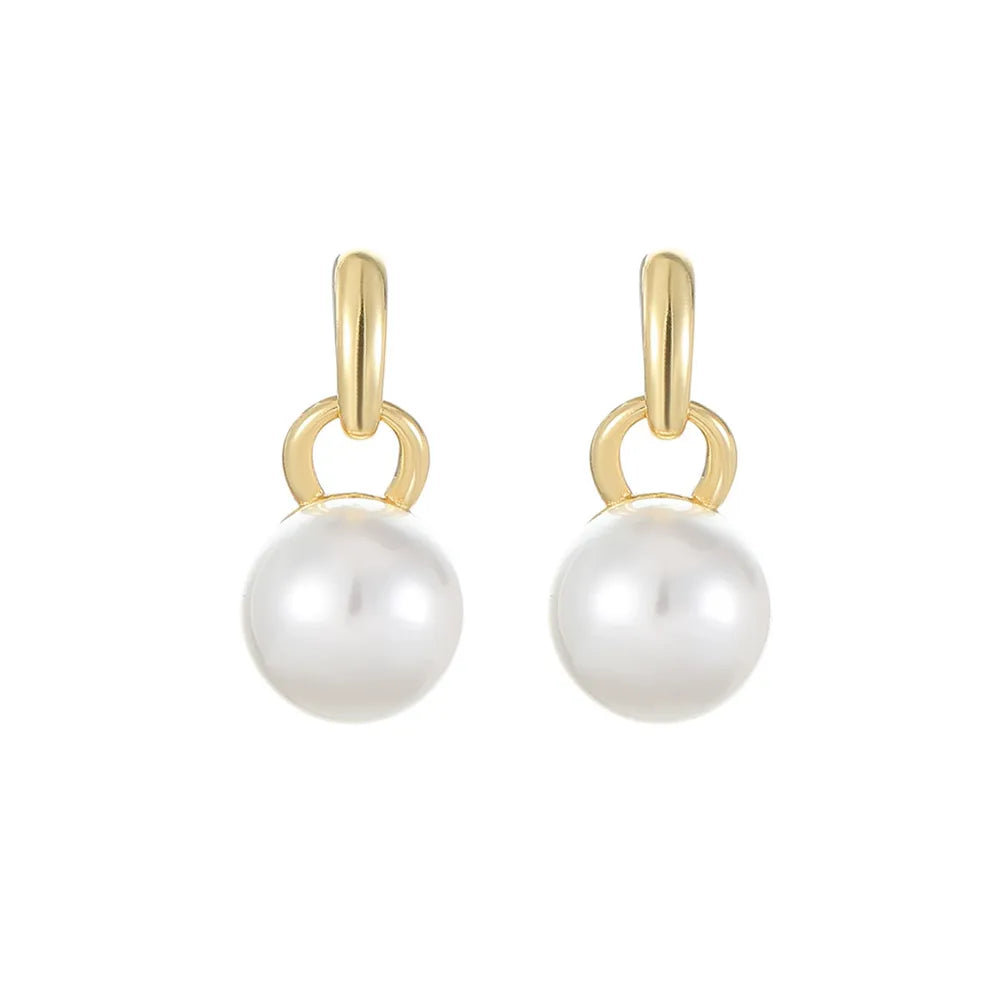 S925 sterling silver drop earrings featuring a beaded round pearl stud and a teardrop pearl.
