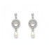 S925 sterling silver drop earrings featuring a vintage halo stud and a teardrop pearl on a white background.