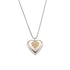 Silver-tone stainless steel puff heart necklace with a contrasting gold-tone pavé zirconia heart