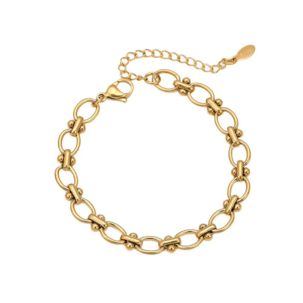 Talia Textured Link Bracelet in 18k gold plate, featuring alternating