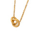 The Thea Interlocking Pendant, featuring one pavé zirconia ring and one polished ring in 18k gold plate.