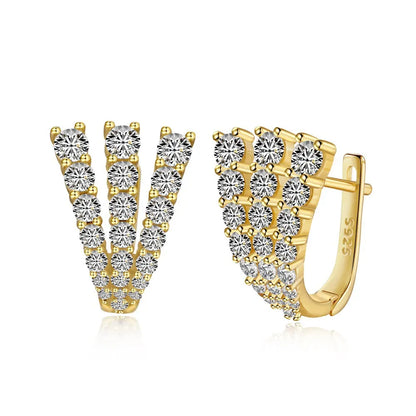 Pair of Vienna S925 Silver Pavé Hoops in an 18k gold plate finish.